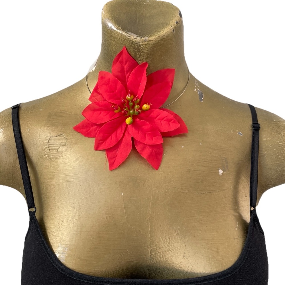 PINUP Rockabilly VLV Hair CLUB Red Fabric Floral One-Size - Picture 3 of 11
